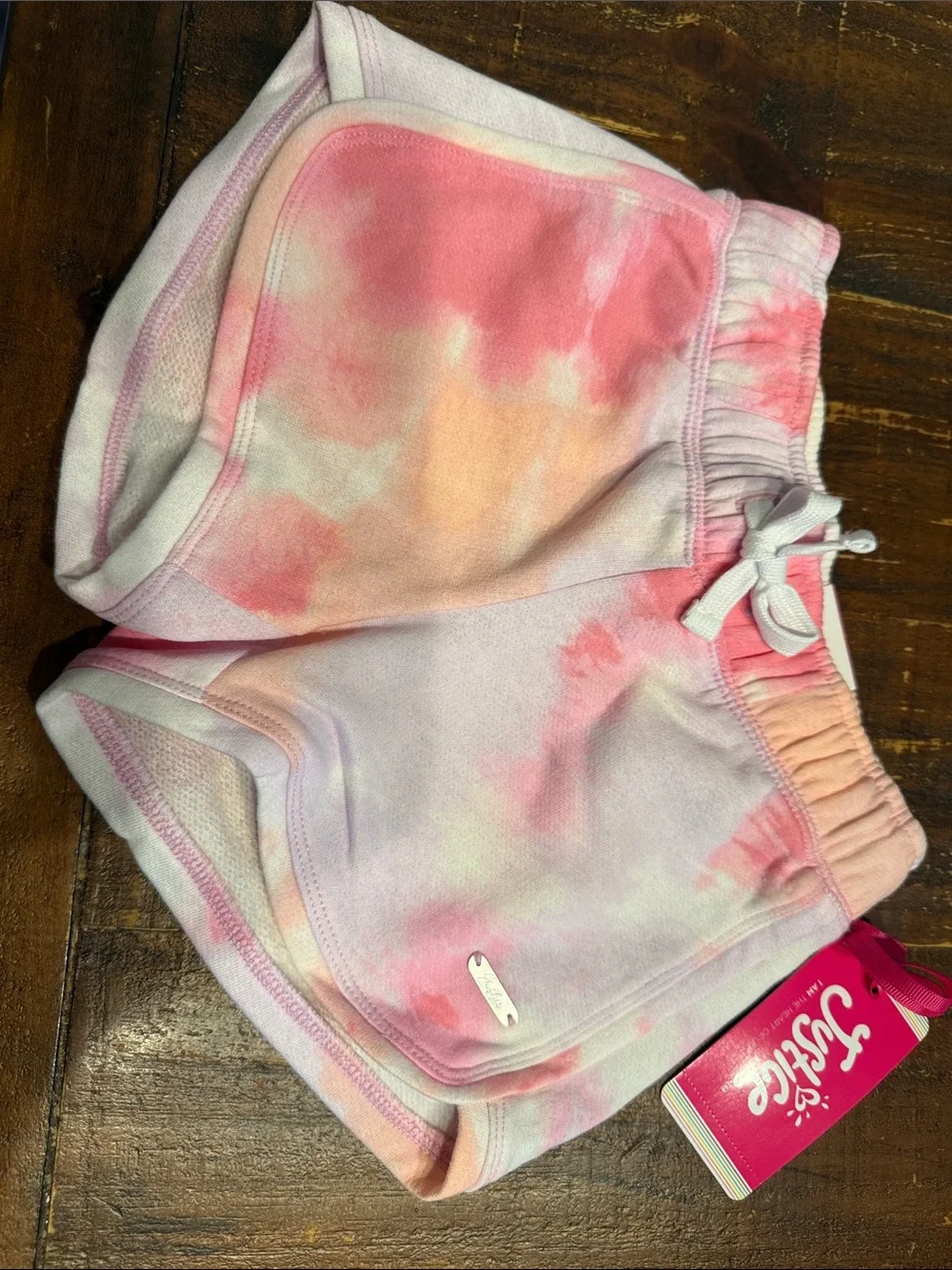 🌴 Justice Pink & Peach Tie-Dye Pull-On Shorts